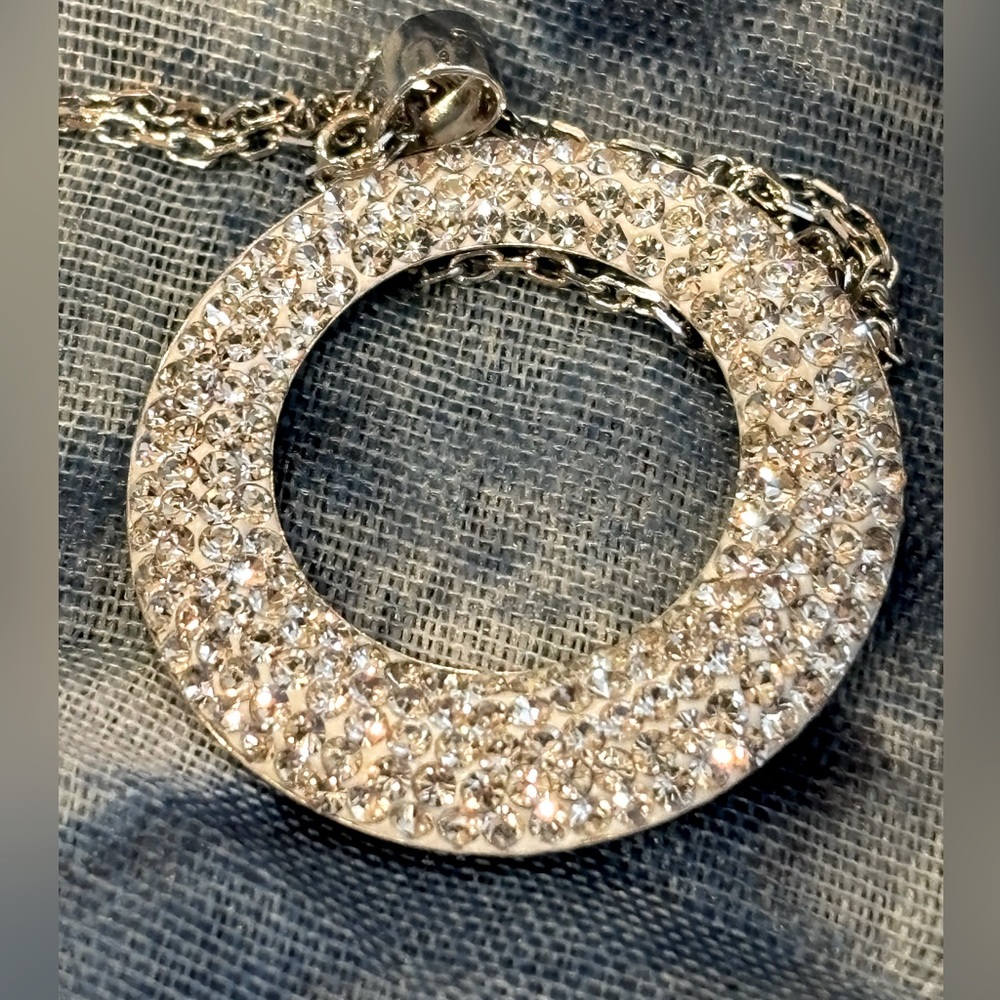 925 sterling silver chain and circle with rhinestones. Great Mother’s Day gift
